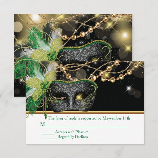 Masquerade Party RSVP invoegen Kaarten (Voorkant / Achterkant)