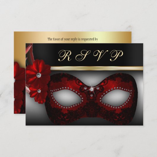 Masquerade Party RSVP nodigt uit (Voorkant / Achterkant)