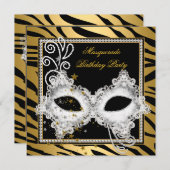 Masquerade Party Silver Gold Zebra Black Masker 3 Kaart (Voorkant / Achterkant)