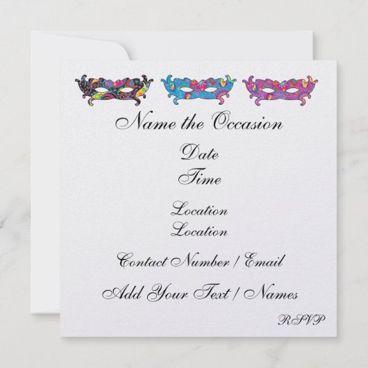 Masquerade Party - SRF Kaart (Achterkant)