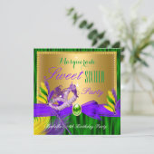 Masquerade Party Sweet 16 Paarse Green Gold Kaart (Staand voorkant)