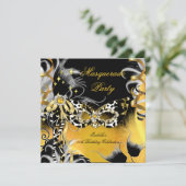 Masquerade Party Wild Mask Black Gold B Kaart (Staand voorkant)