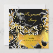 Masquerade Party Wild Mask Black Gold B Kaart (Voorkant)