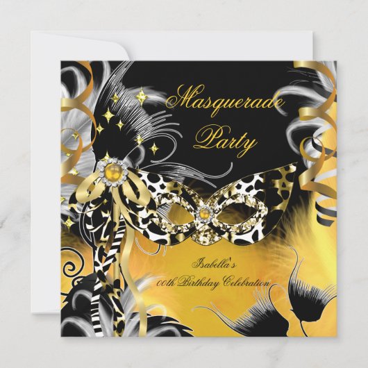 Masquerade Party Wild Mask Black Gold B Kaart (Voorkant)