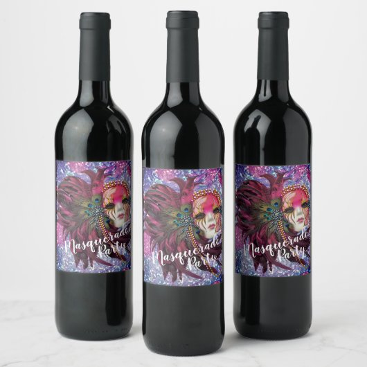 Masquerade Party Wine Bottle Labels - Mardi Gras Wijn Etiket (Flessen)