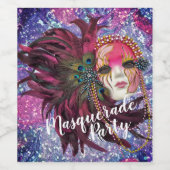 Masquerade Party Wine Bottle Labels - Mardi Gras Wijn Etiket (Enkel label)