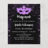 Masquerade party zwarte paarse uitnodiging flyer (Voorkant)