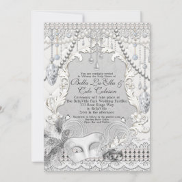 Masquerade Pearls Diamond Bling Wedding Kaart