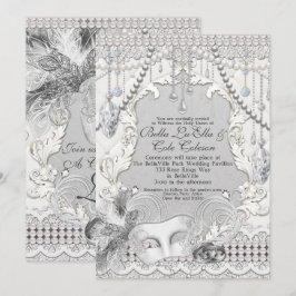 Masquerade Pearls Diamond Bling Wedding Kaart