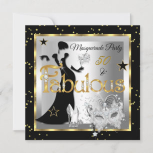 Masquerade Prachtig 50 Feest Goud Zilver Zwart Kaart