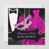 Masquerade Prom High School Dance Formele Roze Kaart (Achterkant)