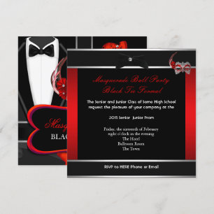 Masquerade Prom High School Dance Red Black Kaart