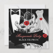 Masquerade Prom High School Dance Silver Red Kaart (Achterkant)