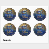 Masquerade Quince Anos Blauw Goud ID1031 Ronde Sticker (Vel)