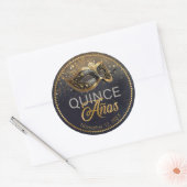 Masquerade Quince Anos Zwart Goud ID1031 Ronde Sticker (Envelop)