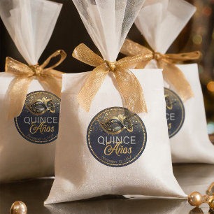 Masquerade Quince Anos Zwart Goud ID1031 Ronde Sticker