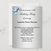 Masquerade Quinceanera 15 Blue Birthday Party Kaart (Achterkant)