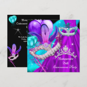 Masquerade Quinceañera 15 Feestmaskers Turkoois Pa Kaart