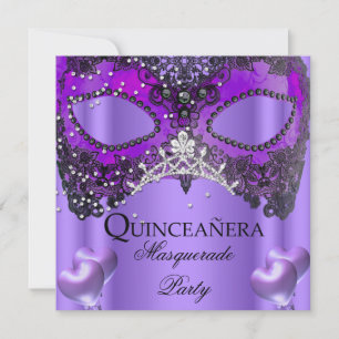 Masquerade Quinceanera 15 Paars Masker Birthday Kaart