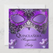 Masquerade Quinceanera 15 Paarse verjaardag Kaart (Voorkant)