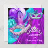 Masquerade Quinceanera 15-partijmaskers Blauwgroen Kaart (Voorkant)