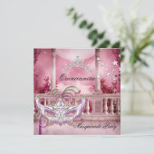 Masquerade Quinceanera 15 Pink Birthday Party Kaart (Staand voorkant)
