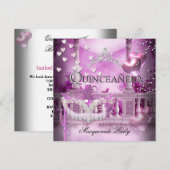 Masquerade Quinceanera 15 Roze Partij Kaart (Voorkant / Achterkant)