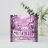 Masquerade Quinceanera 15 Roze Partij Kaart (Staand voorkant)