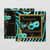 Masquerade Quinceanera 15 Zebra Birthday Party Kaart (Voorkant / Achterkant)