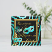 Masquerade Quinceanera 15 Zebra Birthday Party Kaart (Staand voorkant)