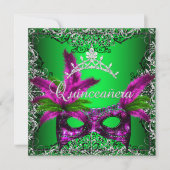 Masquerade Quinceanera 15e Limoen Roze Partij Kaart (Voorkant)