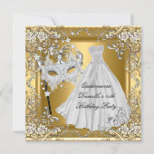 Masquerade Quinceanera 15e verjaardag Masker Gold Kaart (Voorkant)