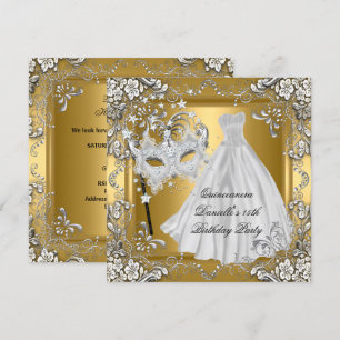 Masquerade Quinceanera 15e Verjaardag Masker Goud Kaart