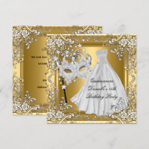 Masquerade Quinceanera 15e Verjaardag Masker Goud  Kaart