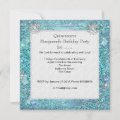 Masquerade Quinceanera 15th Party Blue Tiara Shoe Kaart (Achterkant)