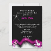 Masquerade Quinceanera Birthday Party roze 3a Kaart (Achterkant)