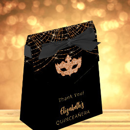 Masquerade Quinceanera Black glitter Gold Bedankdoosjes