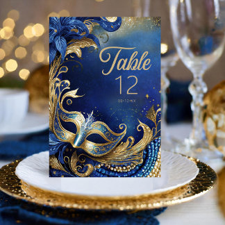 Masquerade Quinceanera Blue Gold ID1031 Kaart