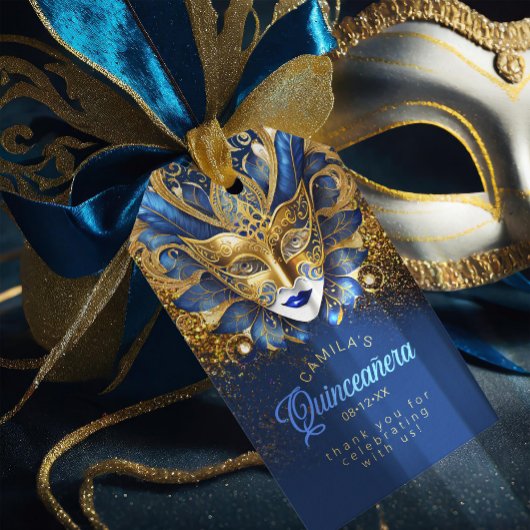Masquerade Quinceanera Blue Gold V2 ID1031 Cadeaulabel