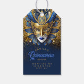 Masquerade Quinceanera Blue Gold V2 ID1031 Cadeaulabel (Voorkant)