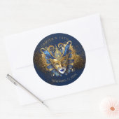 Masquerade Quinceanera Blue Gold V2 ID1031 Ronde Sticker (Envelop)