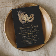 Masquerade Quinceanera Goud & Zwart