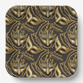 Masquerade Quinceanera Kralen Maskers Zwart ID1031 Papieren Bordje (Voorkant)