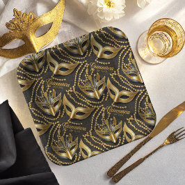 Masquerade Quinceanera Kralen Maskers Zwart ID1031 Papieren Bordje