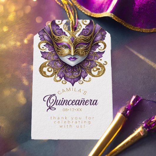Masquerade Quinceanera Paars Goud ID1031 Cadeaulabel