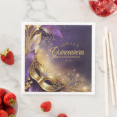 Masquerade Quinceanera Paarse Goud ID1031 Servet (Insitu)