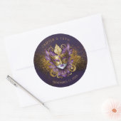Masquerade Quinceanera Paarse Goud V2 ID1031 Ronde Sticker (Envelop)