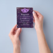 Masquerade Quinceanera paarse uitnodiging voor de Flyer (Hand)