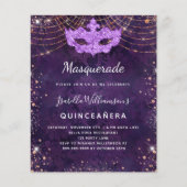 Masquerade Quinceanera paarse uitnodiging voor de Flyer (Voorkant)