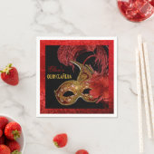 Masquerade Quinceañera partij goud, rode folie Servetten (Insitu)